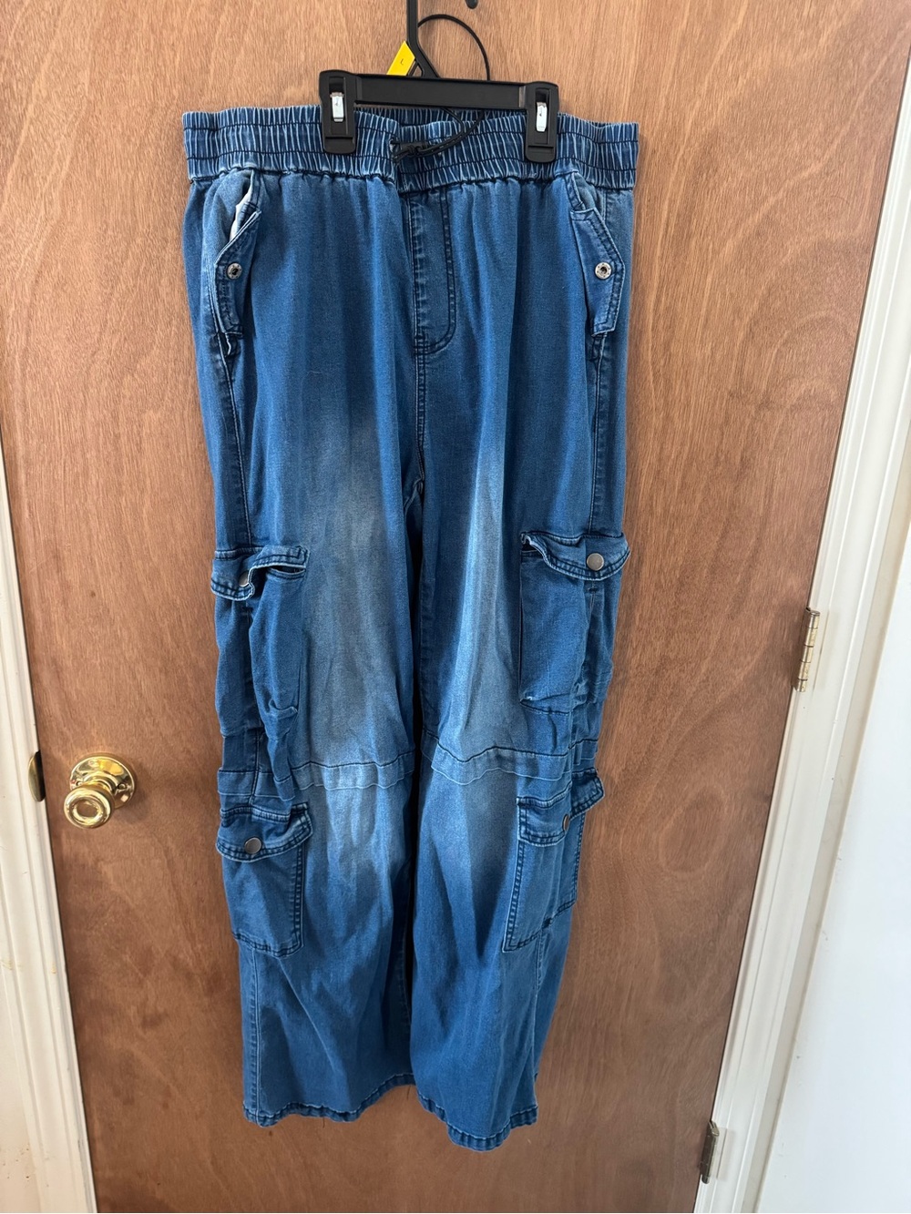 Men's Blue Cargo Jogger Pants - Elastic Waist